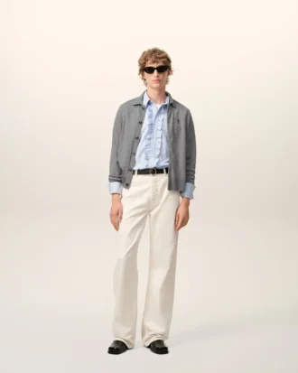 Ami de Coeur Cardigan de cuello de camisa en lana gris