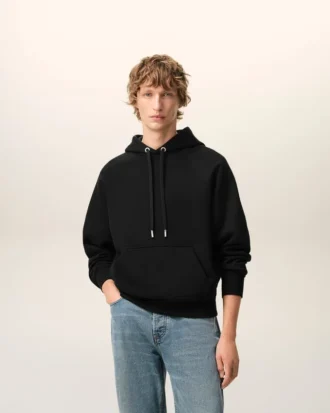 Ami de Coeur Hoodie de algodón negro con relieve