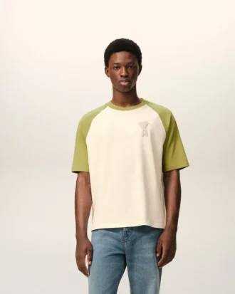 Ami de Coeur Knitted Patch T-Shirt de algodón en blanco y verde