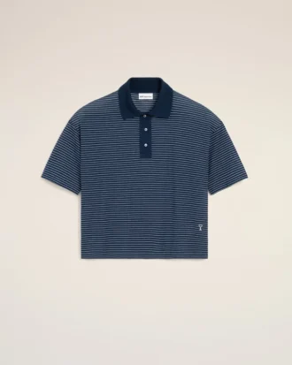 Ami de Coeur Polo de algodón a rayas azules