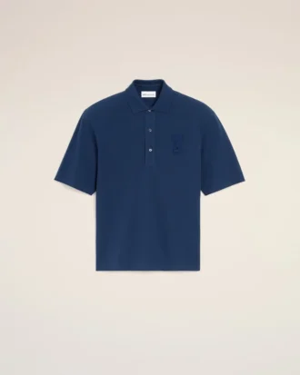 Ami de Coeur Polo de algodón azul con parche bordado