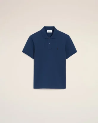 Ami de Coeur Polo de algodón azul de manga corta