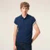 Ami de Coeur Polo de algodón azul de manga corta Ami de Coeur Polo de algodón azul de manga corta