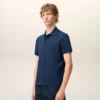 Ami de Coeur Polo de algodón azul de manga corta Ami de Coeur Polo de algodón azul de manga corta