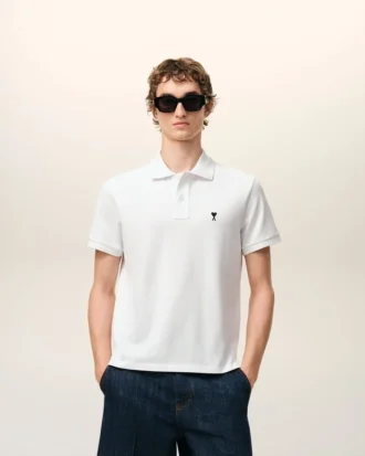 Ami de Coeur Polo de algodón blanco de manga corta