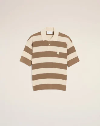Ami de Coeur Polo de algodón blanco y marrón