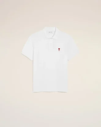 Ami de Coeur Polo de algodón blanco y rojo
