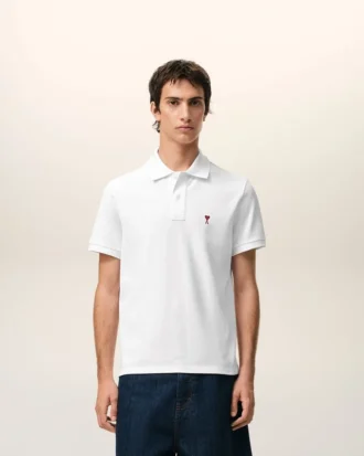 Ami de Coeur Polo de algodón blanco y rojo