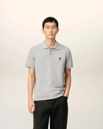 Ami de Coeur Polo de algodón gris con contraste