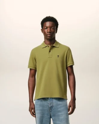 Ami de Coeur Polo de algodón verde de manga corta