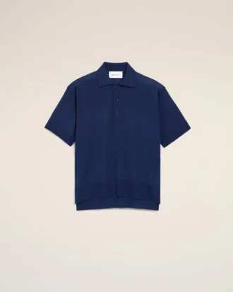 Ami de Coeur Polo de manga corta de lana fina azul