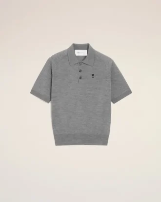 Ami de Coeur Polo de manga corta en lana gris