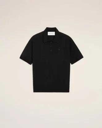 Ami de Coeur Polo de manga corta en lana negra