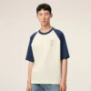 Ami de Coeur T-Shirt de algodón con parche de punto en blanco y azul Ami de Coeur T-Shirt de algodón con parche de punto en blanco y azul