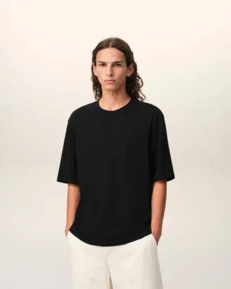 Ami de Coeur T-Shirt negro de algodón con relieve