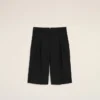 Bermudas anchas de cintura baja de lana nueva negra Bermudas anchas de cintura baja de lana nueva negra