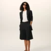 Bermudas anchas de cintura baja de lana nueva negra Bermudas anchas de cintura baja de lana nueva negra