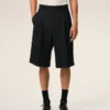 Bermudas anchas de cintura baja de lana nueva negra Bermudas anchas de cintura baja de lana nueva negra