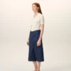 Bermudas azules de algodón con cinturón cruzado Bermudas azules de algodón con cinturón cruzado