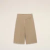 Bermudas con cinturón envuelto de algodón beige