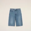 Bermudas de algodón azul de corte amplio