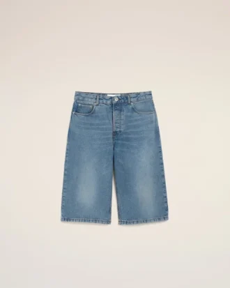 Bermudas de algodón azul de corte amplio