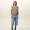 Bermudas de algodón azul de corte amplio
