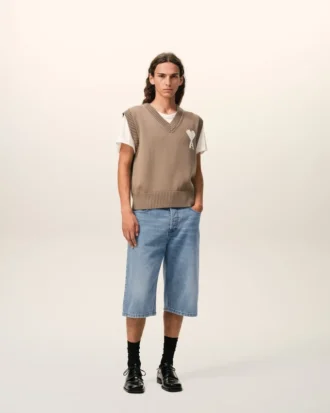 Bermudas de algodón azul de corte amplio