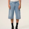 Bermudas de algodón azul de corte amplio