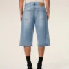 Bermudas de algodón azul de corte amplio