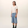 Bermudas de algodón azul de corte amplio