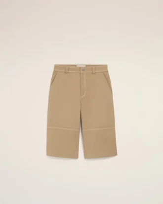 Bermudas de algodón beige estilo worker