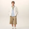 Bermudas de algodón beige estilo worker