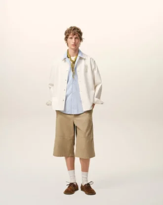 Bermudas de algodón beige estilo worker