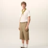 Bermudas de algodón beige estilo worker