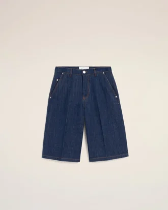 Bermudas holgadas de algodón azul