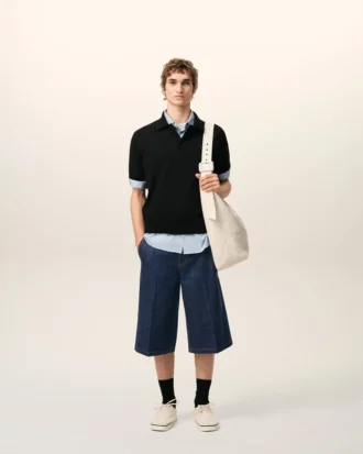 Bermudas holgadas de algodón azul