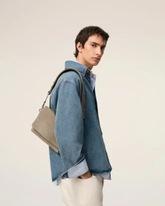 Bolso bandolera con solapa Carrousel de piel de vacuno gris Bolso bandolera con solapa Carrousel de piel de vacuno gris