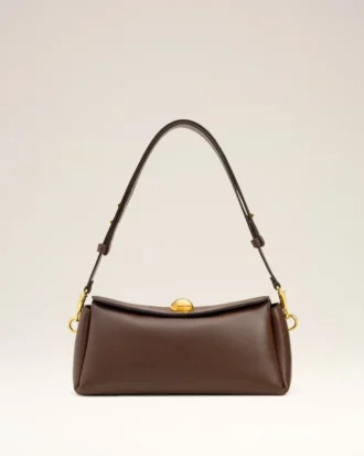 Bolso Carrousel de piel lisa marrón