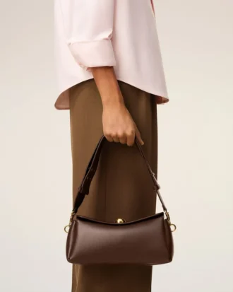 Bolso Carrousel de piel lisa marrón