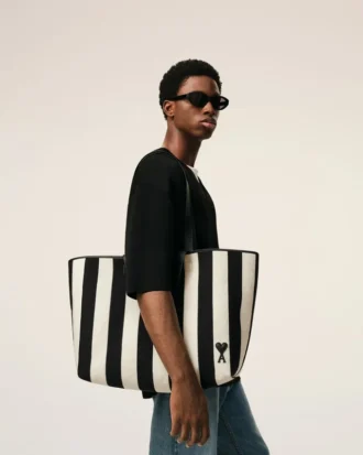 Bolso de compras Ami de Coeur de algodón blanco