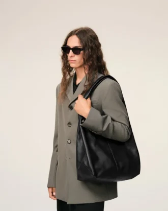 Bolso hobo Etienne de piel de taurillón negra