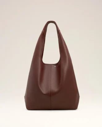 Bolso hobo Etienne de piel flexible en color burdeos