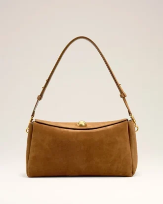 Bolso mediano Carrousel de ante marrón