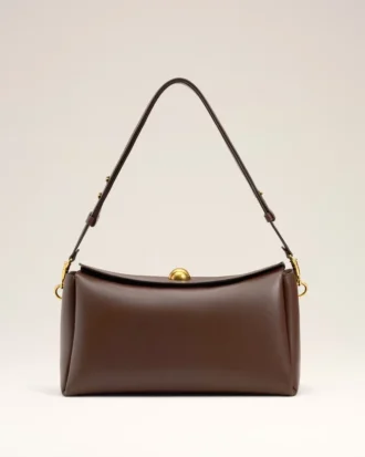 Bolso mediano Carrousel de piel lisa marrón