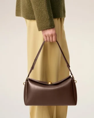 Bolso mediano Carrousel de piel lisa marrón