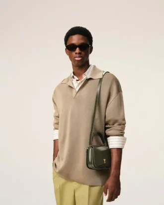 Bolso Paris Paris con asa superior de piel de vaca verde
