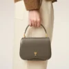 Bolso Paris Paris con asa superior de piel gris glaseada Bolso Paris Paris con asa superior de piel gris glaseada