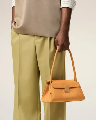 Bolso pequeño Mimi de piel de vaca naranja