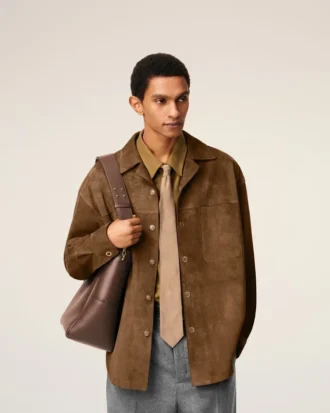 Bolso tipo cubo Carrousel de piel lisa marrón